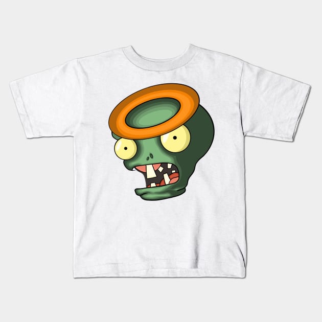 Green Zombie Face Kids T-Shirt by ryroxtoons